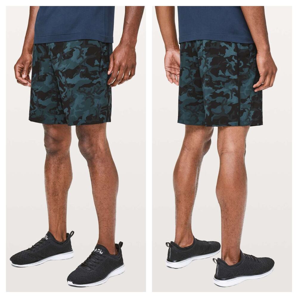 Lululemon Pace Breaker Mens Size XL 9" Blue Camo Shorts Athletic Lined Stretch